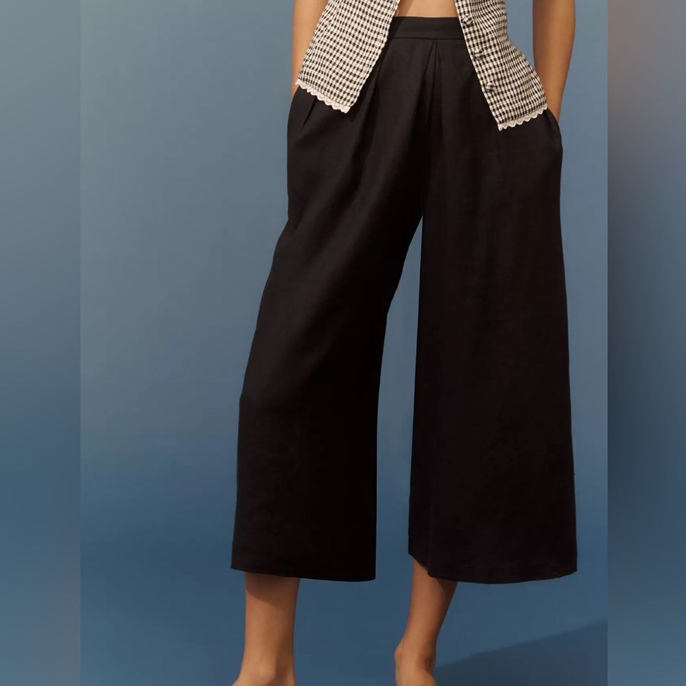 NWT By Anthropologie Linen Pleated Culotte Trouser Pants size medium - Picture 4 of 8